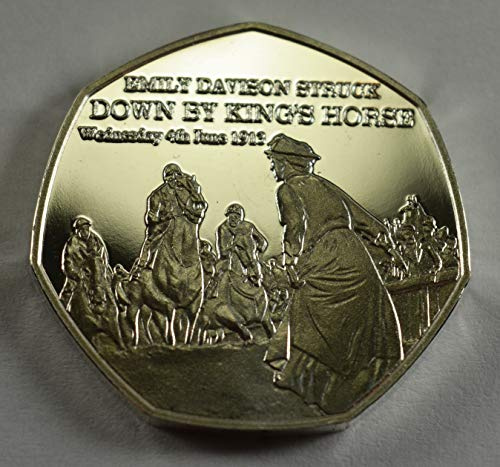 SUFFRAGETTE EMILY DAVISON KILLED Silver Commemorative Coin 20TH CENTURY NEWS 'THE CENTURION' SERIES Albums/50p Coin Hunt Collectors Epsom Derby 1913 Votes for Women