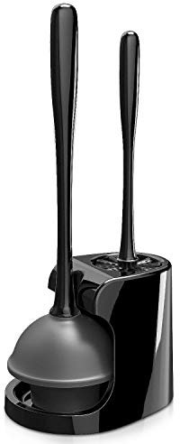 MR.SIGA WC Saugglocke und Toilettenbürste Set, Pümpel und Klobürste mit Halter für Bad und WC, Schwarz, 1 Set