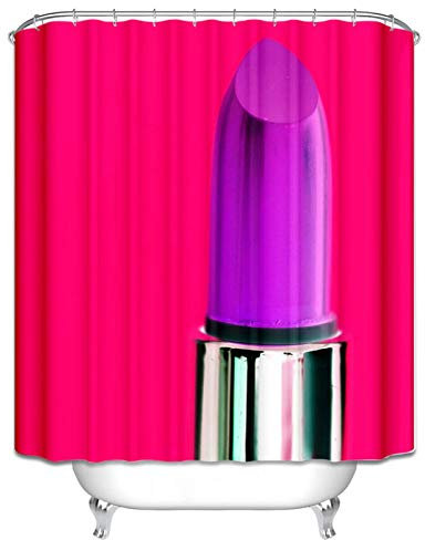 Daesar Vintage Duschvorhang aus Polyester-Stoff Lila Lippenstift Antischimmel Duschvorhang 120x180CM