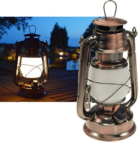 ChiliTec Campinglaterne 28cm Campinglampe Dimmbar Batterie mit Bügel Vintage Retro Design