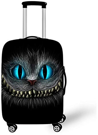 Elastisch Kofferhülle, DOTBUY 3D Reise Kofferschutzhülle Gepäck Cover Reisekoffer Hülle Schutz Bezug Schutzhülle Waschbare Reisetasche Kofferbezug (Schwarze Katze,L (26-28 Zoll))