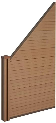 Mendler WPC-Sichtschutz Sarthe, Windschutz Zaun, WPC-Pfosten Erweiterungselement schräg Links, 0,98m - Teak