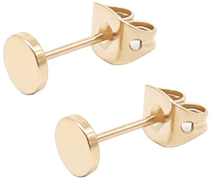 Artskin Titan Ohrstecker Hypoallergen für Damen Herren Mädchen 3mm-5mm Optionen Roségold/Gold/Silber/Schwarz Rund Flach Scheibenohrringe für empfindliche Ohren