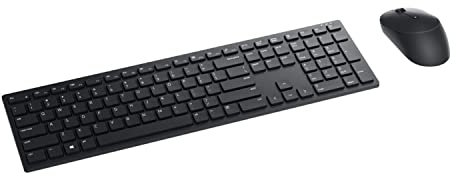 Dell KM5221W Pro Wireless Keyboard and Mouse, UK (QWERTY), 2.4GHz, 128-bit AES Encryption, 4000 dpi, Windows, Apple, Android, Linux and Chrome, (Black)