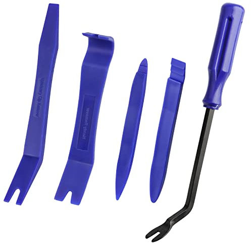 UKOFEW Hebelwerkzeug Auto Set, 5 Stück Auto Zierleistenkeile, Fahrzeug Innen Demontage Werkzeuge, PP, für Fahrzeug Innen Verkleidung Reparatur Zierleisten Keil Clip Löser (Blau)