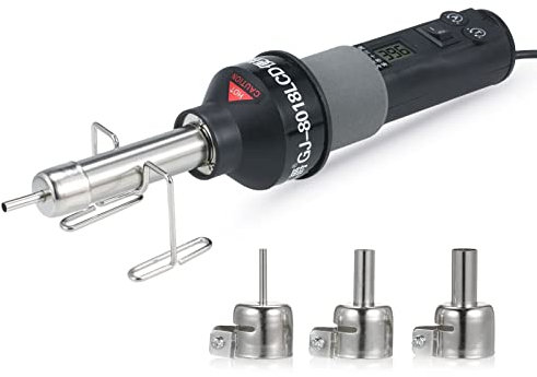 Pistola de calor para soldadura portátil con temperatura controlada de 450 W Estación de retrabajo de aire caliente de 450 ℃ Herramienta para desoldar con boquillas Pantalla digital LCD Control