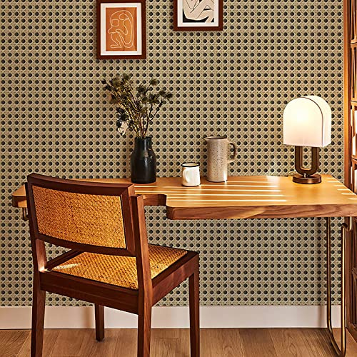 Pared Papel Vinilo Papel pintado de mimbre de grano de madera autoadhesivo, 45 * 1000cm Papel Tapiz Paredes Rollo Papel de Pared Decorativo Salon Habitacion Vinilo Cocina