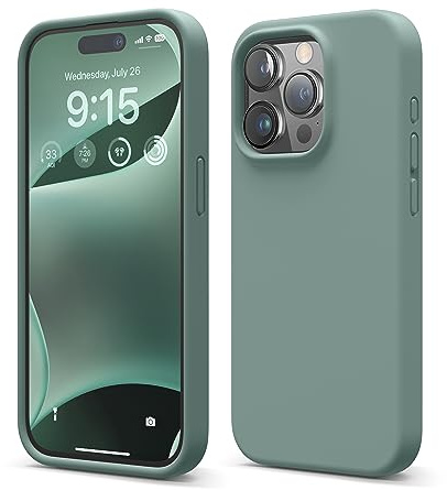 elago Silikon Hülle für iPhone 15 Pro | Premium Silikon Handyhülle, Ganzkörper Schutzhülle [4 Lagige Stoßfeste Struktur], Mikrofaserfutter (Nachtgrün)