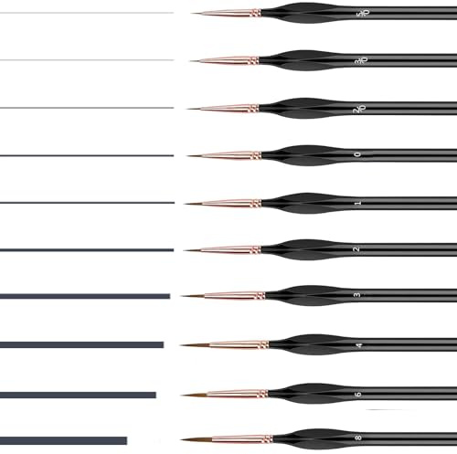Feine Detail Pinselset Malen, 10 Premium Pinsel Malen Nach Zahlen Paint by Numbers Malpinsel for Acryl, Aquarell, Öl, Miniaturen, Modell