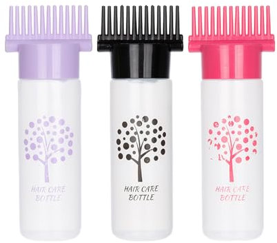 3 Root Comb Applicator Bottle, Hair Oil Applicator Bottle, Hair Dye Brush Bottle, Hair Dye Applicator Brush,180ml Hair Bottle Comb, Hair Oil Bottle for Hair Dye, Liquid, Oil, Hair Coloring Products