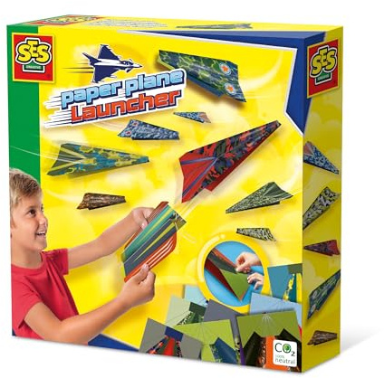 SES Creative 14288 Papierflieger mit Abschussrampe, Diverse Farben