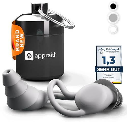 APPRAITH® ZenPlug Ohrstöpsel für Konzert, Schlaf, Reisen, Arbeit [Premium Nano Silikon] In earplugs Gehörschutz | Wiederverwendbar | Lärmreduzierung bis 32 dB | Grau | Mit Aluminiumbehälter