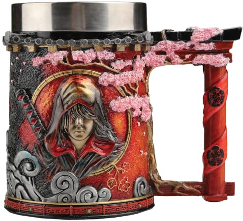 Nemesis Now Assassin's Creed Shadows Bierkrug, Harz, Orange, offizieller Assassin's Creed Bierkrug, herausnehmbarer Edelstahleinsatz, aus feinstem Harz gegossen, fachmännisch handbemalt