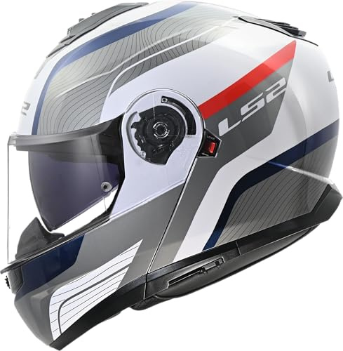 LS2, Modularer Motorradhelm STROBE II MONZA White Blue Red, 3XL | UV- und kratzfestes Visier mit Schnellverschluss-System und Vorbereitung für Pinlock