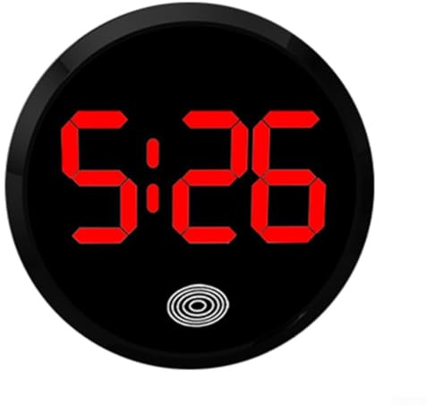 Horloge de voiture pour tableau de bord, mini horloge ronde lumineuse numérique en ABS, petite horloge intérieure de voiture, vélo, bateau (lumière noire rouge)