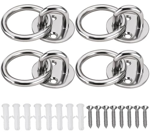 SG Store Runde Augenplatte, Deck-Wandplatte, 8 mm x 50 mm, Edelstahl, 316 Marine-Festmacher mit Ring zur Sicherung von Yachten und Booten, 4 Stück
