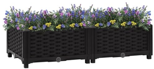 Baziroo Bac à fleurs extérieur - 80 x 40 x 23 cm - En polypropylène - Pour la culture des herbes aromatiques - Pour légumes - Parterre de fleurs - Pour les restaurants - Noir