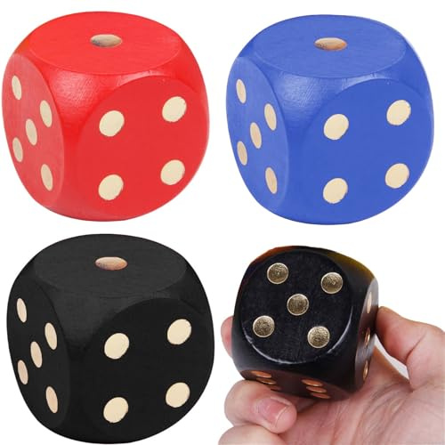 MXHBSTP 3PCS Large Colorful Dice, 5cm Poker Dice with Rounded Edges, Perfect For Family & School Games, Educational Toys, 3 Assorted Colours