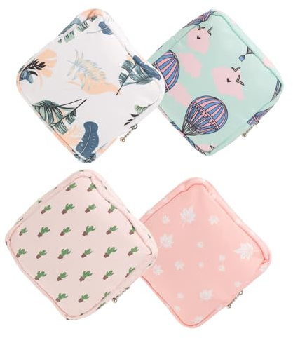 FRCOLOR Hygienebeutel Für Damenbinden 4 Stück Tragbare Menstruationsbeutel Aus Weichem Material Kleine Zipper Taschen Für Und Damenbinden Praktische Aufbewahrung Für Unterwegs Buntes Design
