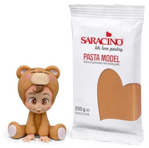 Saracino Hellbraune Zuckerpaste für Modellage 250 g glutenfrei Made in Italy