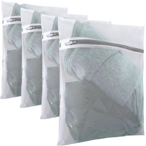 Ahigh 4 Stück Wäschenetz für Waschmaschine, 60x50cm Wäschesack wäschebeutel mit Reißverschluss, Wäschebeutel zur Verhinderung von Falten & Verformung, Laundry Bag für BH Hemden Pullover Mäntel Jeans