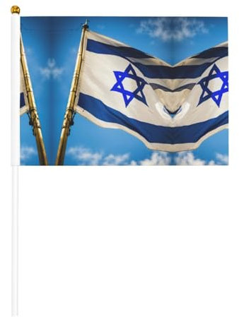 Mini-Holzflaggen-Set, israelische Flagge, 14 x 21 cm, kleine Miniatur-Flaggen für alle Jahreszeiten