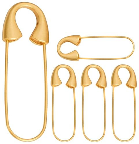 NUOBESTY Metal Brooch Pin for Jewelry Making 5Pcs Diy Safety Pins Clothes Pin Brooch Clips for Crafting Easy-to-Use Pins for Scarves Hats Sweaters and More