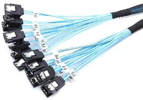 Kfwfuaee SATA3-zu-SATA3-Kabel mit 8 Anschlüssen, 6 Gbit/s, Schnittstellenkabel für interne Festplatten und RAIDs-Controller