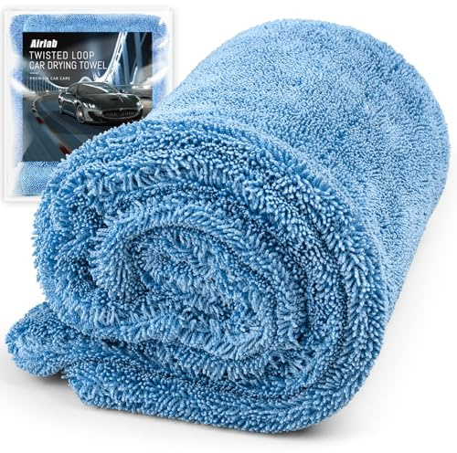 Airlab XL Panno Microfibra Asciugatura Auto Moto Professionale 1200GSM, 60x40 CM Asciugamani Assorbenti Senza Aloni Rapido Lavaggio Catturapolvere Lucidatura, Panni Stracci Pulizia Vetri Bagno Cucina