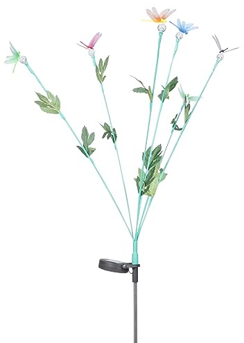 HEMOTON Solar Powered Dragonfly Stake Lights LED Garden Lights for Outdoor Decoration Dragonfly Design for Pathway and Fence Lighting