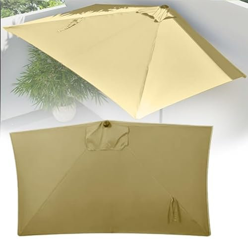 Rectangular Parasol Canopy Cover - 5 Ribs Anti-UV Replacement Fabric for Patio Umbrella Wall-Mounted Outdoor Shade Top Cover for Backyard Protection