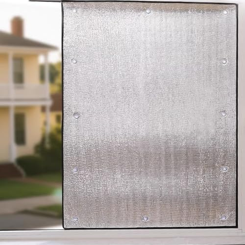 Pellicola Isolante Raffreddamento in Foglio Di Alluminio,Stanza Sole Pellicola Anticalore per Vetri,Anti UV,Parasole,Pellicola Privacy per Ufficio/Bagno/veranda,con Ventosa,8MM(100cm x 135cm)