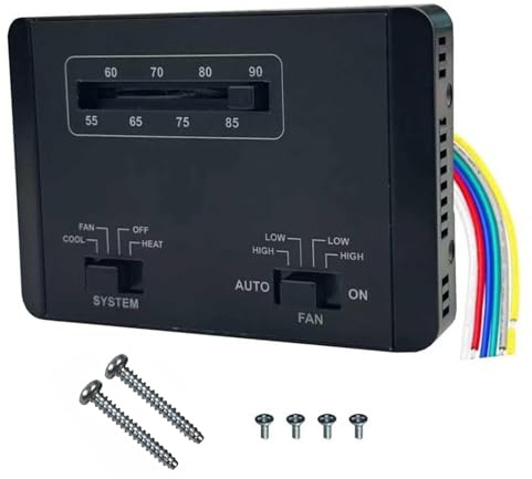 7330F3852 Wohnmobil-Thermostat, einstufige Heiz-/Kühlsteuerung, 12 V DC, kompatibel mit Coleman Mach Series RV-Klimaanlagenteilen (schwarz)