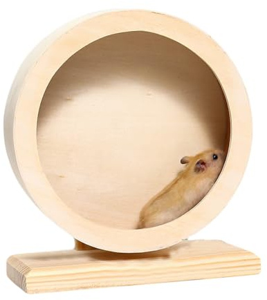 STGBCST Roue d'exercice silencieuse en bois naturel pour hamster nain et gerbilles, 19 x 11 x 16,5 cm, accessoire silencieux pour petits animaux, 360 g