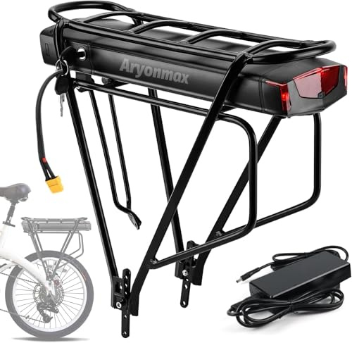 Batería Ebike 36V 15AH con Portaequipajes para Bicicleta 26-29, Batería de Bicicleta Eléctrica Carrier Trasera con Cargador Bloqueo de Seguridad para Motor 250W 350W 500W 750W
