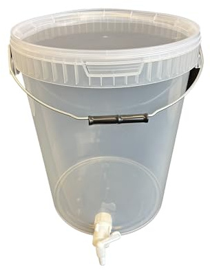 SILPLAST Recipiente de fermentación de 25 litros con tubo de fermentación, tapa, goma de sellado, cubo para cerveza, vino o puré, apto para alimentos, globo de fermentación, ideal para cerveceras