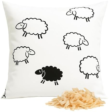 Zirbenkissen 40x40cm Gefüllt mit Zirben - Schafe (Zirbe-EW-099/2) | Kissen mit Zirbenflocken, Zirbenspäne, mit Reißverschluss