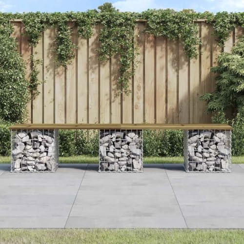 INLIFE Banc de Jardin Design Gabion 203x31x42 cm Bois de pin imprégné
