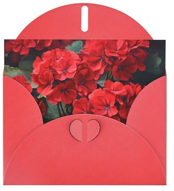 VVXBHGR Red Holiday greeting check blank card and pearl beautiful blank note block Bright Red Geranium prints