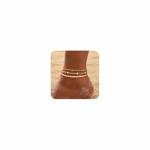 Fußkettchen für Damen Silber 925 Gold Fussketten Wasserfest Sommer Schmuck | Layered Fussketten Damen,Verstellbar,Zirkonia Kleeblatt Herz Blume Schmetterling Tennis,Fußkette,Strand Schmuck Geschenk