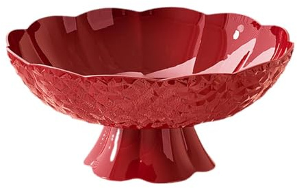 Kuntesetty Frutero Decorativo, Cesta de Pie, Soporte para Postres, Soporte para Verduras con Bandeja de Drenaje, Ideal para Una Mesa de Centro, Una Fiesta, Rojo, Individual