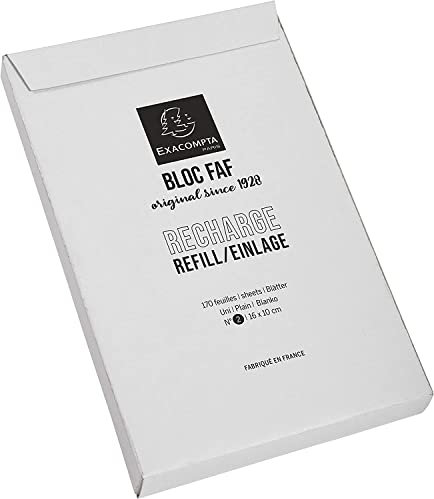 Exacompta 12212E 5er Pack Nachfülleinlagen für Schreibblock FAF blanko 5 x 170 Blatt , 16 x 10 cm, mikroperforiert, ideal für Ihre Notizen, Retro-Design mit zeitloser Eleganz Farbe