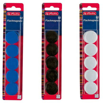 herlitz Haftmagnete, rund, Durchmesser 30 mm, farbig 997254