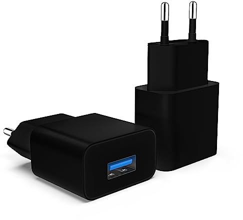 MyGadget 2X Universal Ladegerät USB - Ladestecker Adapter (5V | 2A) - Netzteil kompatibel mit u.a. Apple iPhone 15 Plus 14 Pro Max 13 Mini Samsung S24 - Schwarz
