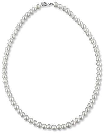 Rivelle Damen Perlenkette 42 cm Perle 6 mm weiß Kette Perlen Collier Halskette Necklace Modeschmuck Hochzeit