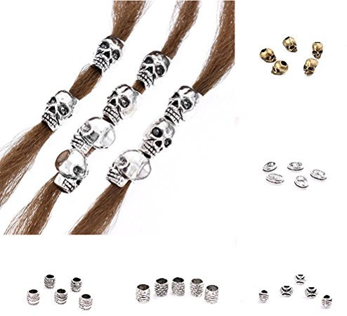 cuhair 30 Stück Haarklammern mit Totenkopf-Motiv, Vintage-Stil, Punk, Metall, Pferdeschwanz-Halter für Frauen und Mädchen