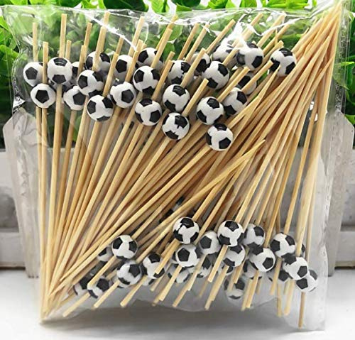 AILEXI Palos De CÓCtel Palos De Madera De 100 Cuentas Suministros Para Fiestas Volantes Comidas Frutas Bocaditos Bocaditos - FÚTbol