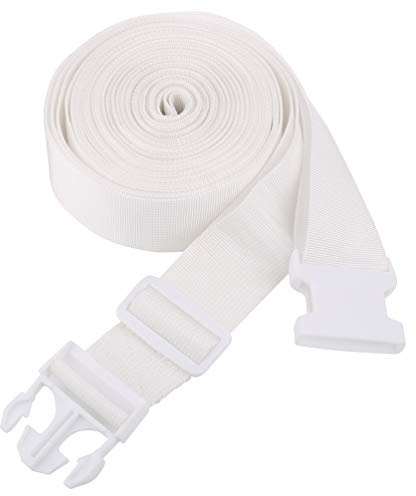 DLLJ White Strap for Twin Beds/Twin to King Bed Strap/Twin Bed Connector/Twin Bed Joiner for Converting Twin to King or Twin XL to King - 33ft Long Bed Connector Strap with Adjustable Buckle