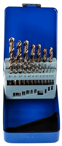 Rennie Tools - 19 Piece Cobalt Drill Bit Set Sizes 1-10mm In Metal Case | For Stainless Steel, Aluminium, Hards Metals, Cast Iron, Plastic & Wood. HSS Cobalt Jobber Drill Bit Set