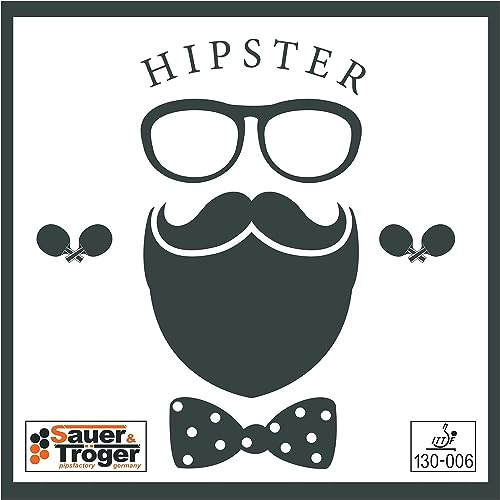 Sauer &Tröger Tischtennis Belag Halb Lange Noppe | Hipster | Rot, Schwarz | 1,1 1,5 1,9